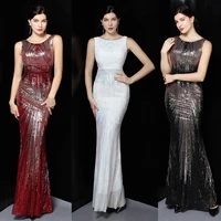 xucthhc o neck sleeveless shinning sequins elegant mermaid evening dress women formal floor length party prom gowns stretch robe