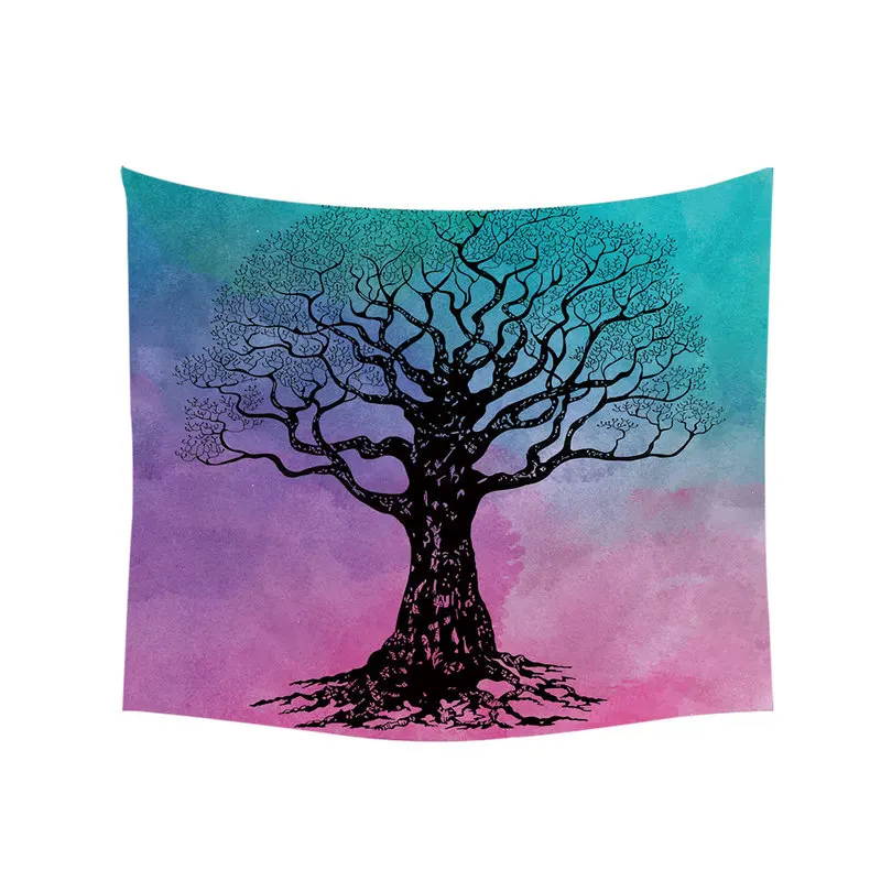 Психоделический гобелен акварель Художественная ткань с деревом на стене