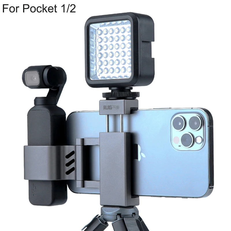 Держатель плюс кронштейн + Настольный держатель + удлинитель для селфи + светодиодный светильник для DJI OSMO Pocket 1/2 аксессуары для смартфонов