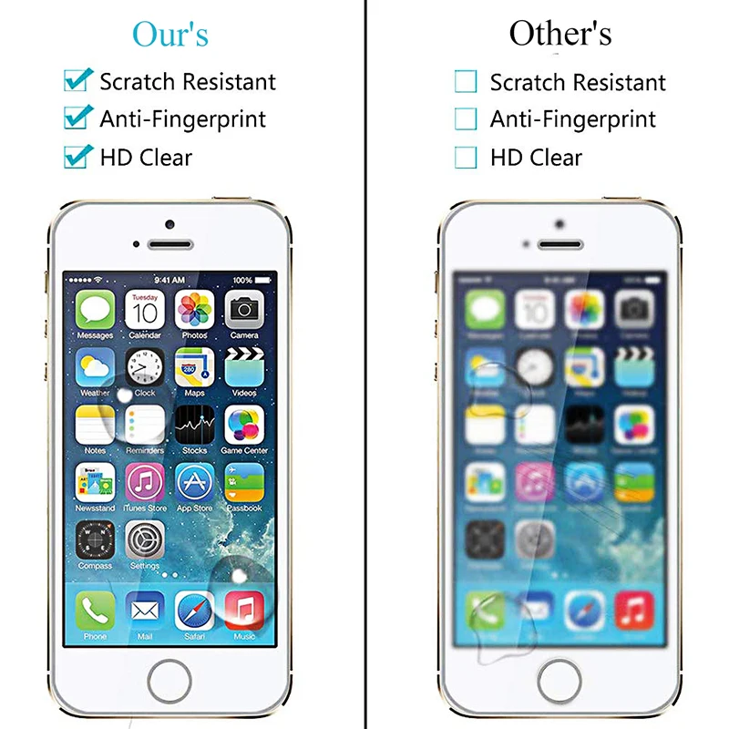 2 шт. Защитное стекло для Iphone 5 5s Se 5c закаленное 4 4s защита экрана стеклянная пленка