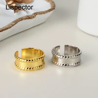 lispector 925 sterling silver korean simple twisted wide rings for men women minimalist open ring party unisex jewelry gifts