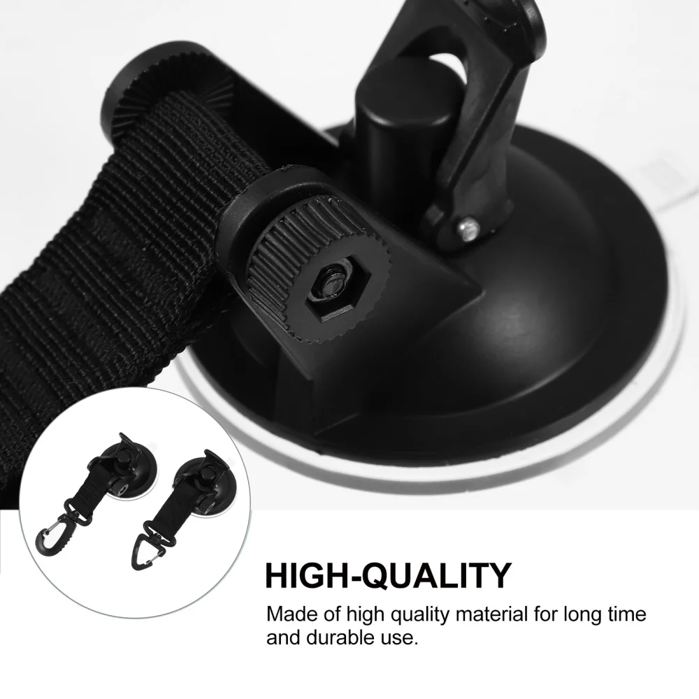 

2Pcs Suction Cup Attachment with Hook Car Camping Tie Down with Hooks (Black)