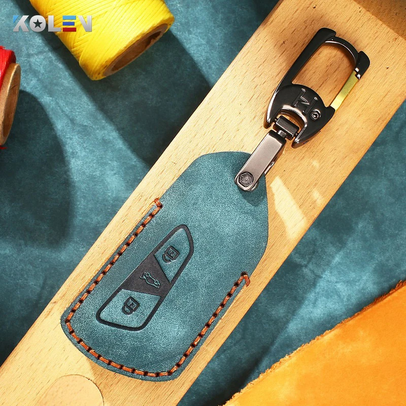 

Genuine Leather Car Remote Key Case Cover Fob For Volkswagen VW Golf 8 MK8 For Skoda Octavia Key Protector Shell Bag Accessories