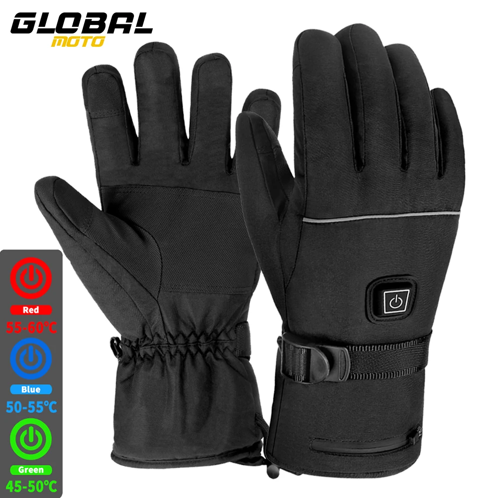 

New Motorcycle Gloves Waterproof Heated Guantes Moto Touch Screen Usb Battery Powered Motorbike Racing Riding Gloves Winter
