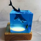 3D светодиодный ночсветильник Акула дайвер украшение новинка подарок для детской спальни декор комнаты USB прикроватная Настольная лампа для дома и офиса