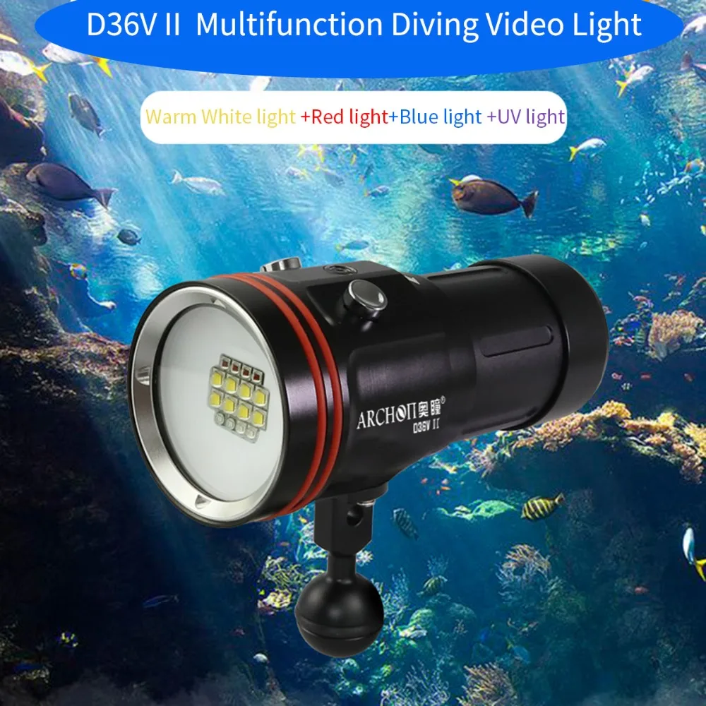 ARCHON D36V-II D36V II W43VP(обновленная версия W42VR D36VR) 6000лм Подводный Видео светильник дайвинг вспышка светильник фонарь+ батарея