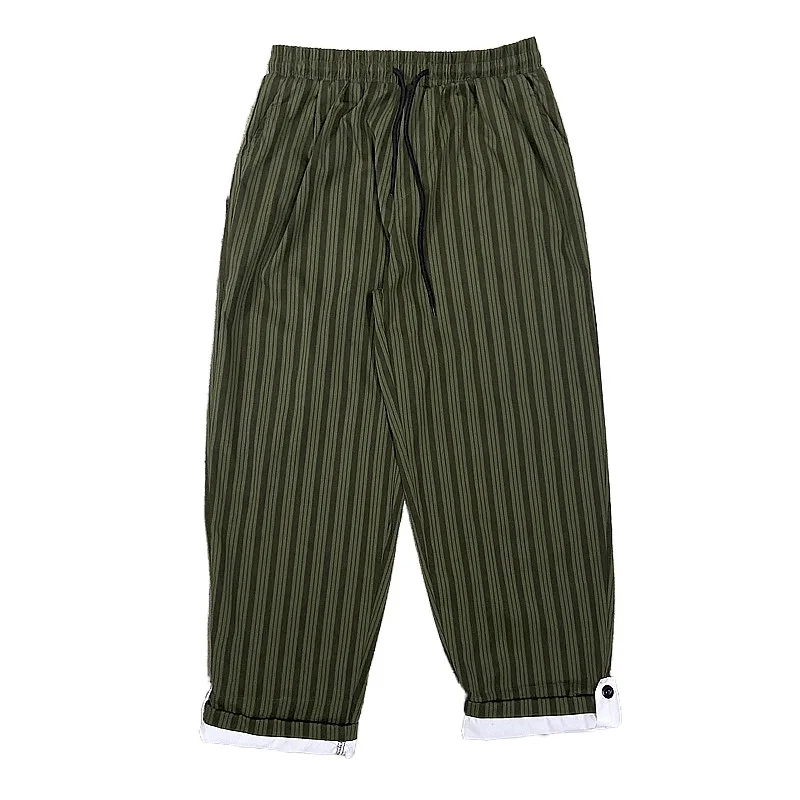 Summer Korean retro loose wild wide-leg striped trousers