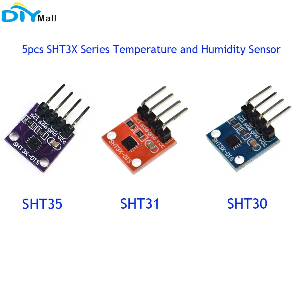 

5PCS SHT30 SHT31 SHT35 Temperature and Humidity Sensor Module I2C Digital Sensor DIS Wide Voltage 2.4-5.5V SHT3X Series