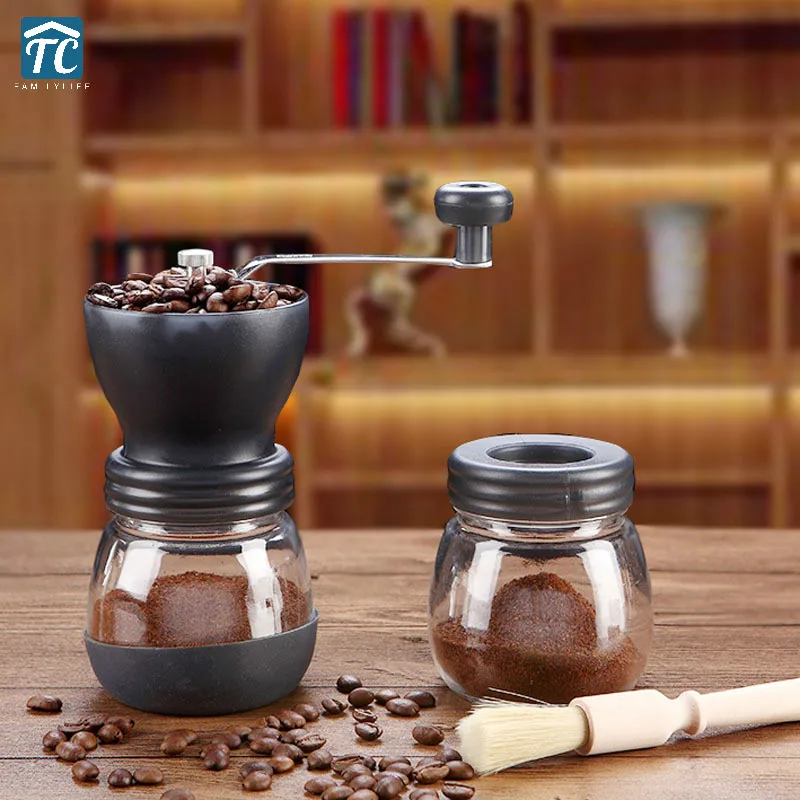 Ручная кофемолка из нержавеющей стали в стиле ретро банка для хранения кофейных