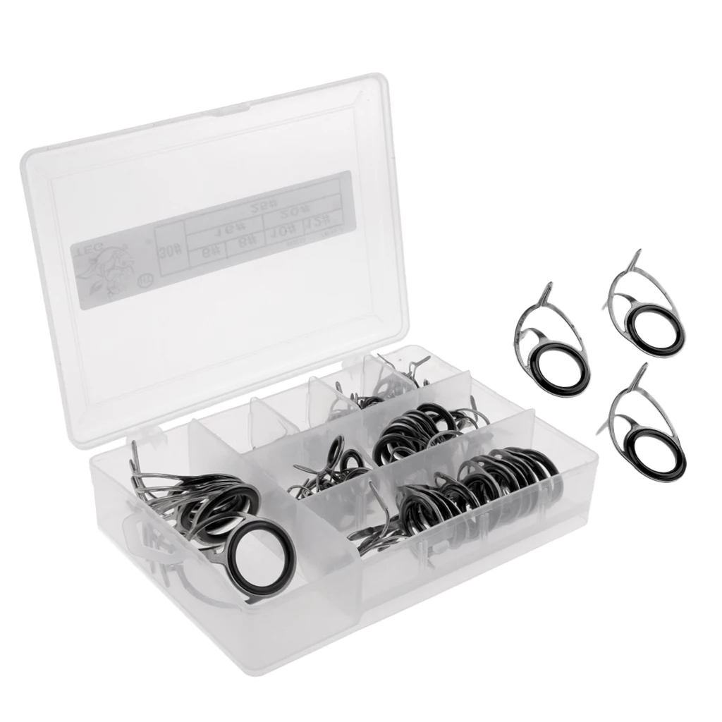 75Pcs Stainless Steel Fishing Rod Guide Top Ring Tip Repair Kit Free White/Black/Gray | Спорт и развлечения