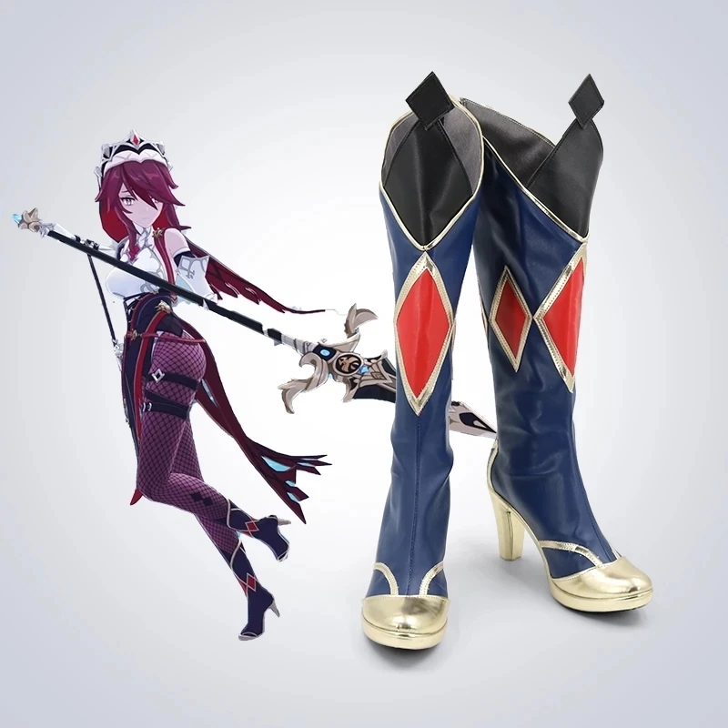 

Anime Props Shoes Game Genshin Impact Rosaria Cosplay Boots Project Role Playing Accessories Halloween Woman Custom Size 34-43