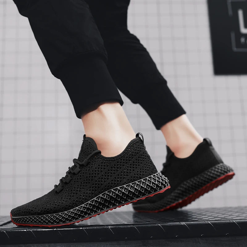 

Hollowing Out Men'S Shoes Mesh Breathable Lightweight Lace Up Non-Slip Quick-Dry Men Sneakers Footwear 2021