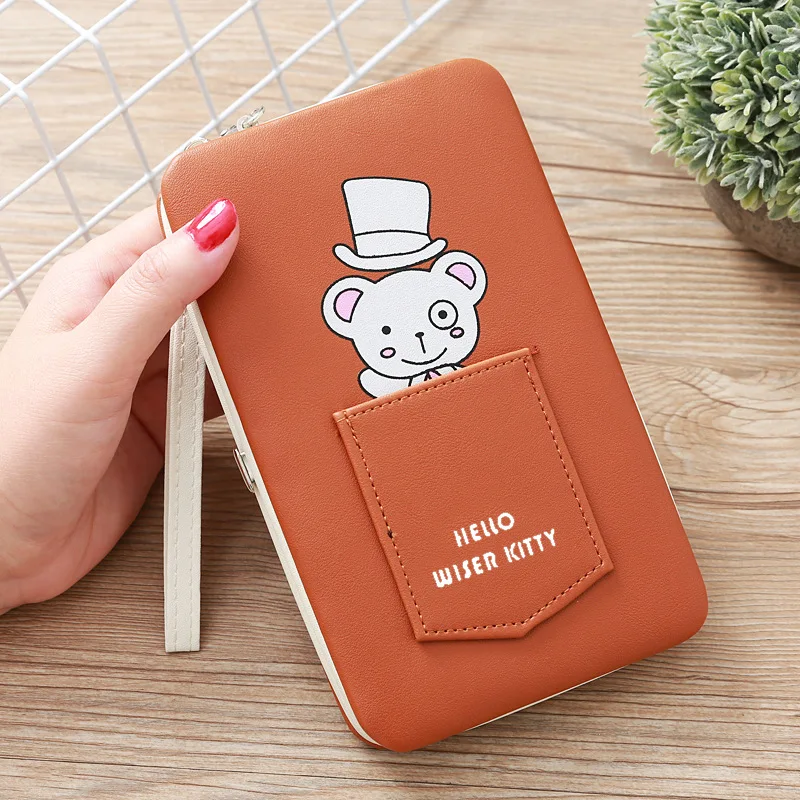 Женский кошелек длинный милый медведь женский известный бренд держатель для