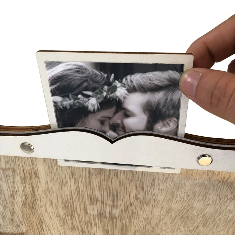 Personalized Wedding Guest Book Drop Top Frame Sign with Wooden Hearts Display Stand Photo Sticker Party Decor | Дом и сад