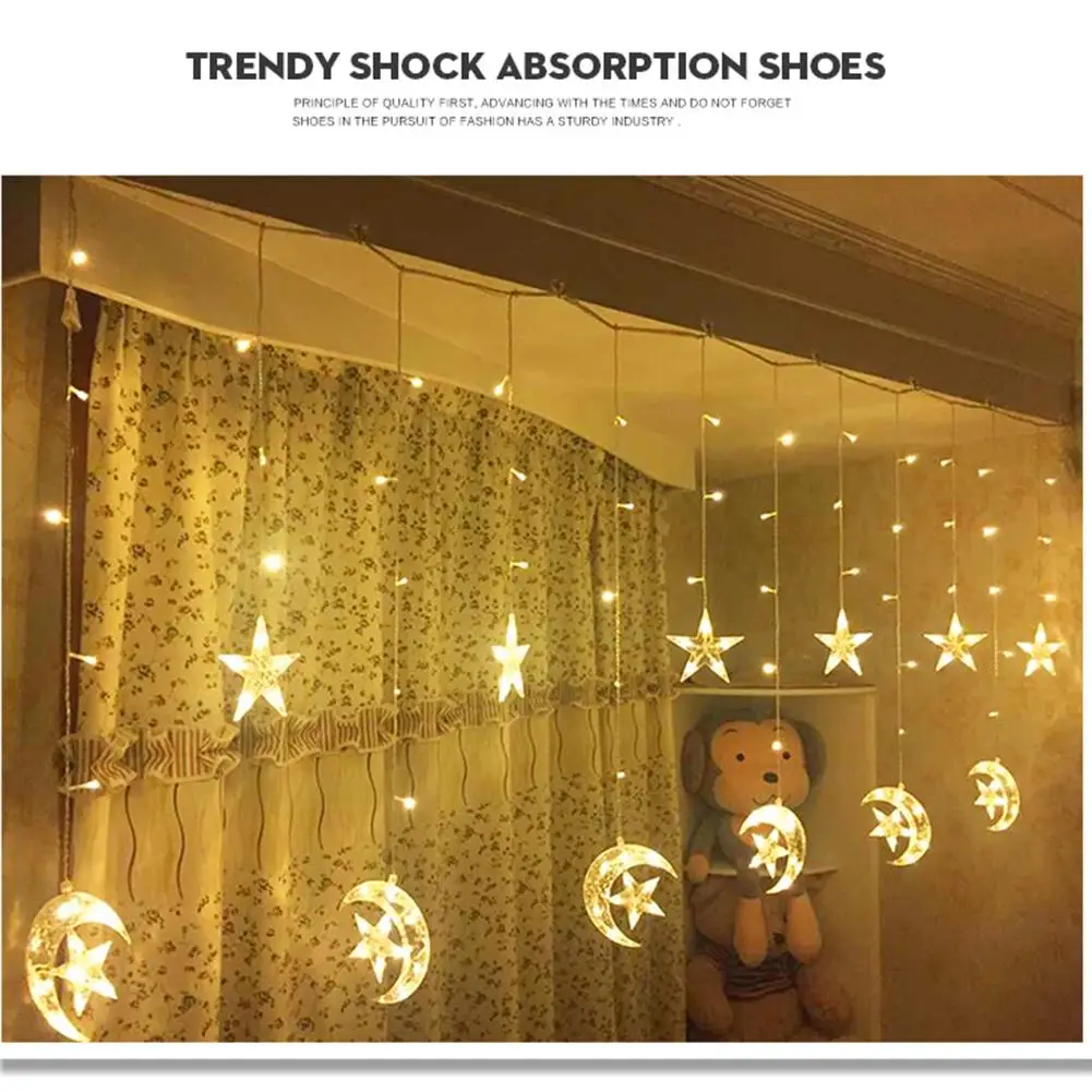 220 В Европейский стандарт Звезды Луна занавеска из светодиодных лампочек дома