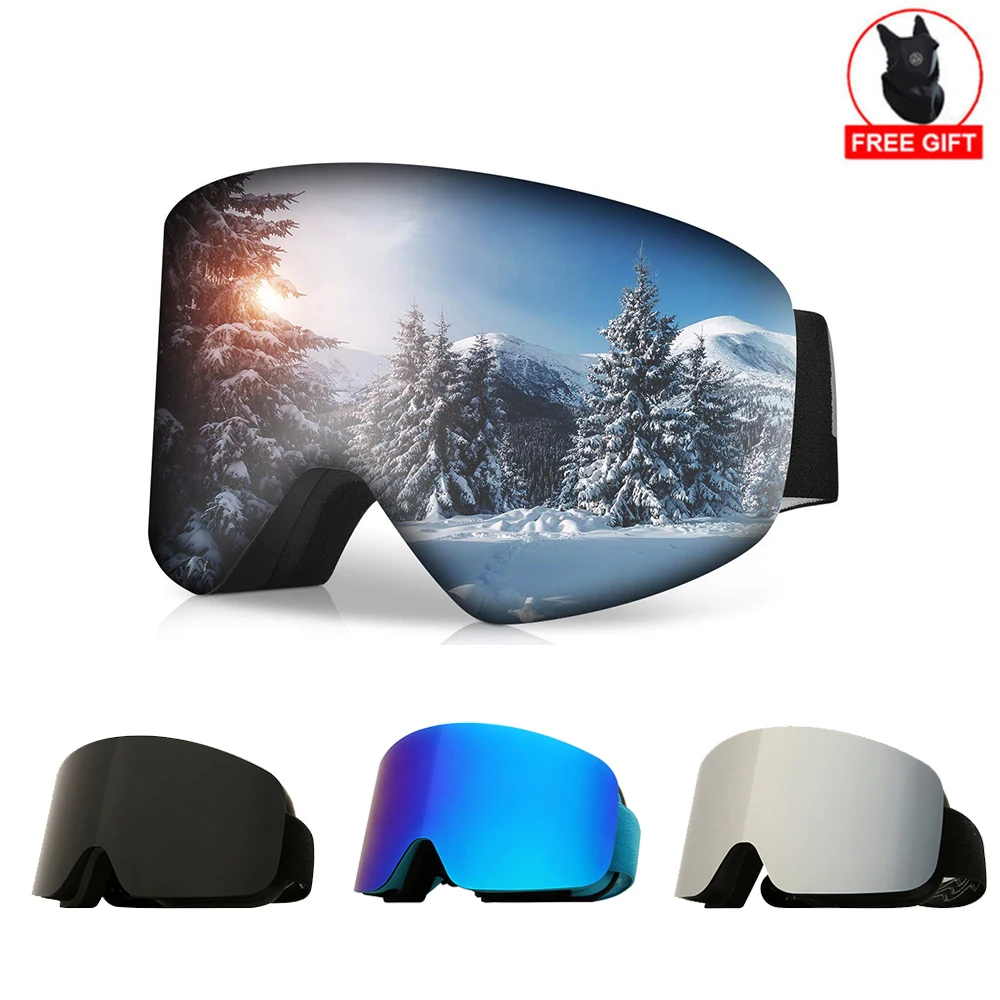 

Лыжные очки, профессиональные антизапотевающие, цилиндрические, для катания на лыжах и сноуборде, с УФ-защитой, для мужчин и женщин