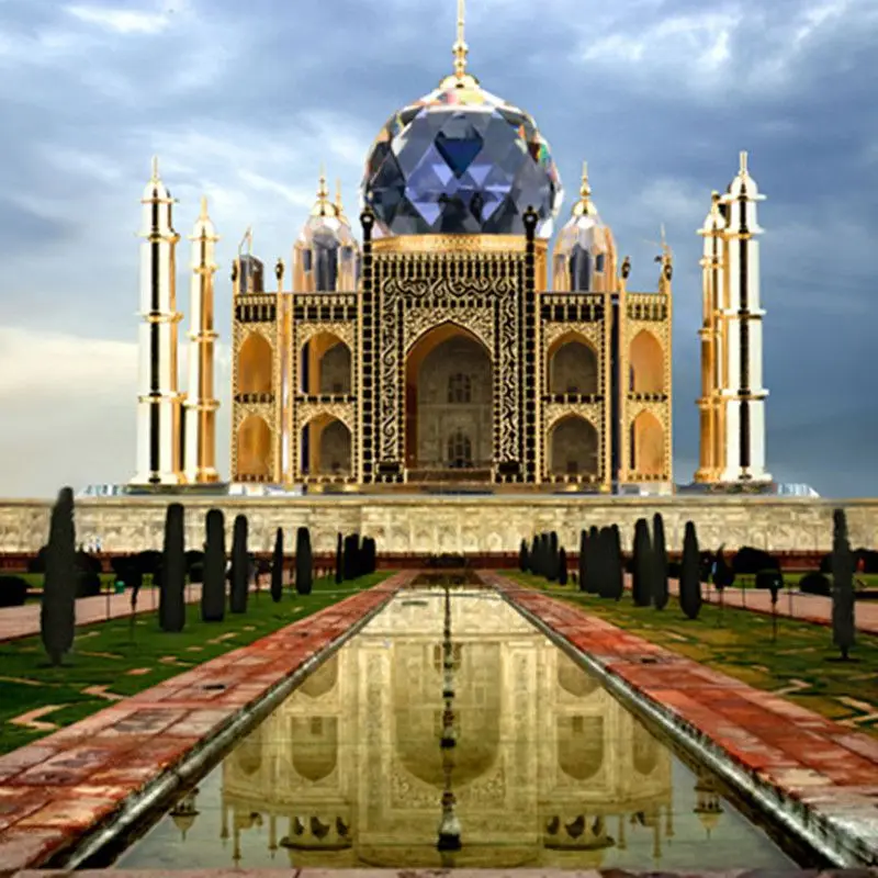 

India Taj Mahal gold crystal building model gift travel souvenir business decoration crafts