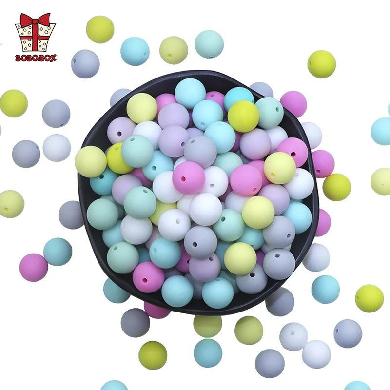 BOBO.BOX 300pcs Silicone Beads 9mm Eco-friendly Sensory Teething Necklace Food Grade Nursing DIY Jewelry Baby Teethers Wholesale