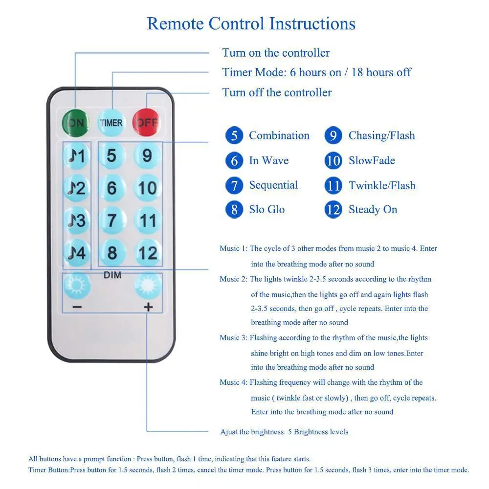 100 ламп с дистанционным управлением 8 узоров музыкальный светодиодный светильник