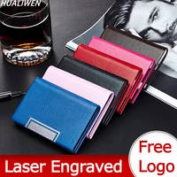 laser engraved logo luxury business card case mens credit card holder fashion card holder aluminum bank card wallet