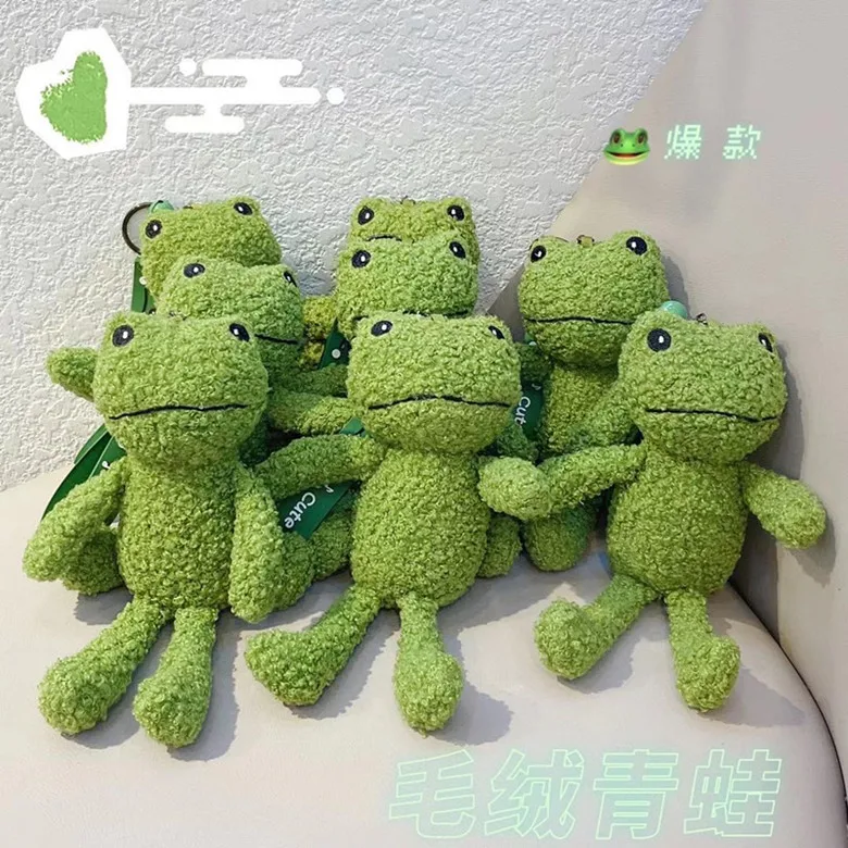 

Hot New Ugly Smiley Face Green Frog Plush Doll Keychain Pendant Personalized Fashion Bag Ornaments