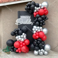 135pcs matte black red chrome silver balloon garland kit baby shower gender reveal birthday party supplies wedding decoration