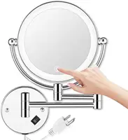 Wall Mount Makeup Vanity Mirror with LED Light 8'' Double Sided 5x Magnification Touch Button Stepless Adjustable Light