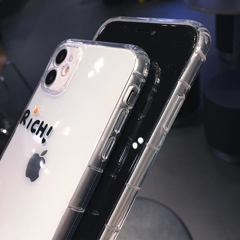 

Cute Cartoon Smile Transparent Phone Case For iPhone 11 Pro MAX X XS XR 7 8 Plus SE 2020 Simple Couple Soft TPU Shockproof Cover