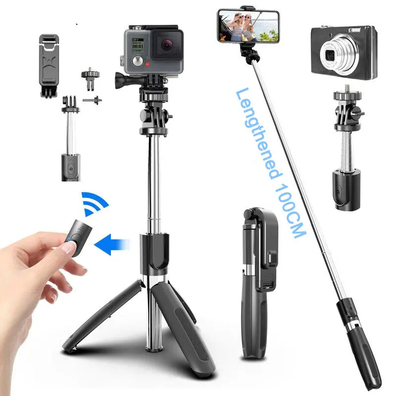 

Wireless bluetooth Selfie Stick Tripod Foldable Tripod Monopods Universal For iphone Samsung S20 For Gopro Sports Action Camera