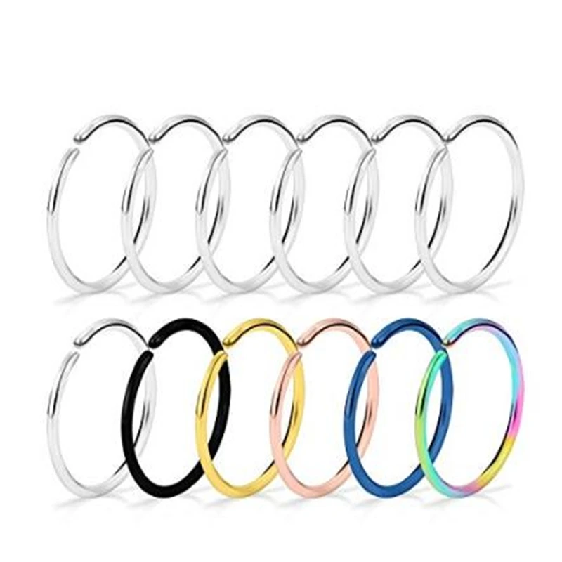 12 шт. без проколов из нержавеющей стали зажим на закрытии круглое кольцо