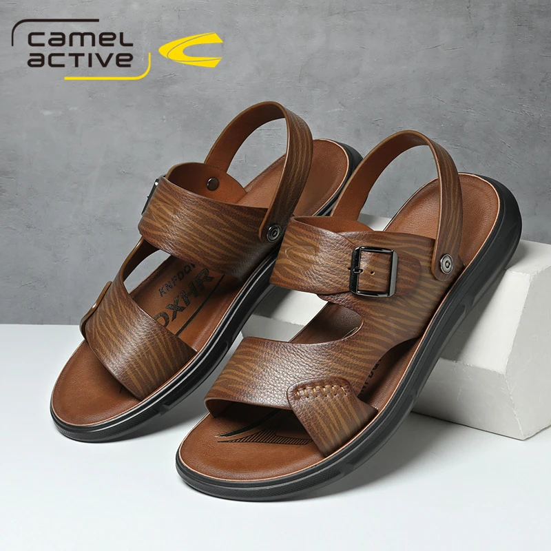 Мужские сандалии из натуральной кожи Camel Active классические дышащие Нескользящие