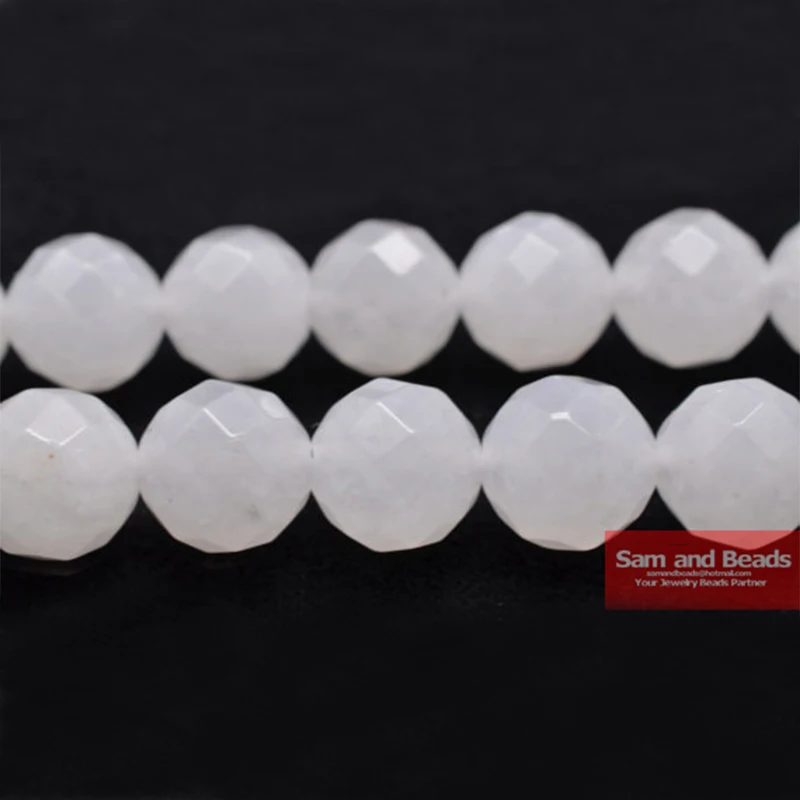 

Free Shipping Natural Stone Faceted White Chalcedony Round Beads 15.5inch/strand Pick Size 4 6 8 10 12mm FWJB01