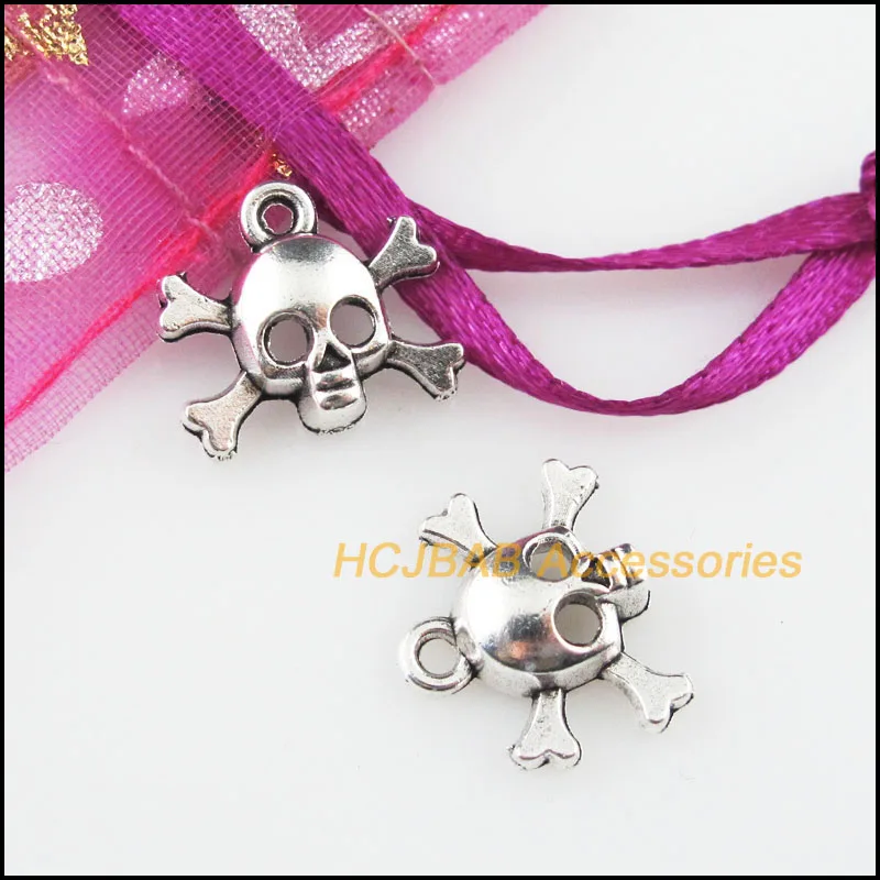 Мода 25 шт. Тибетский серебристый цвет Хэллоуин Подвески Черепа 13x14 5 мм|Шармы| |
