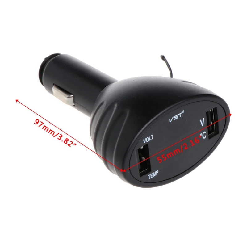 OOTDTY Автомобильный цифровой светодиодный термометр Вольтметр Авто USB зарядное