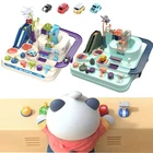 4 автомобиля Железнодорожный автомобиль трек игрушки для детей Монтессори для мальчиков девочек рождественские подарки гоночные автомобили механические Приключения мозг настольная игра