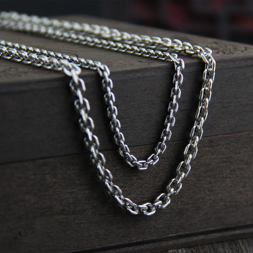 Унисекс серебряное колье Unibabe Solid Silver Clasic Round Chain для мужчин и женщин S925 Sterling Thai Cross Long Jewery on.