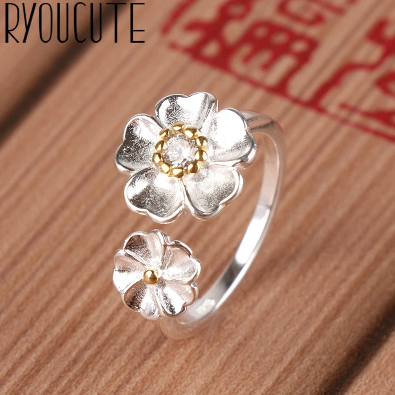 2020 горячая Распродажа Бохо настоящий серебристый циркониевый цветок кольца для