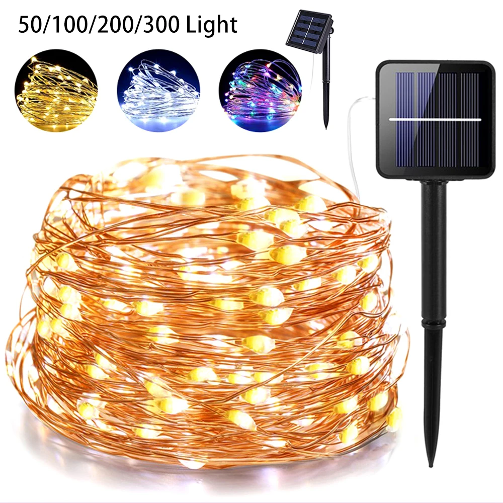 

50/100/200 LED Solar Light Waterproof Fairy Garland Lights String Outdoor Holiday Christmas Party Wedding Solar Lamp Decor