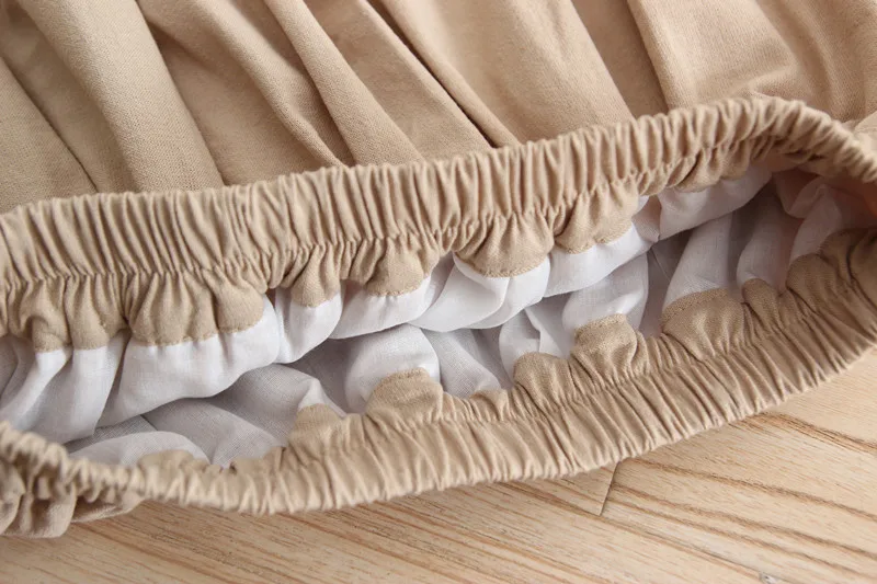 Юбка женская трапециевидная двухслойная из хлопка и льна длинная юбка с