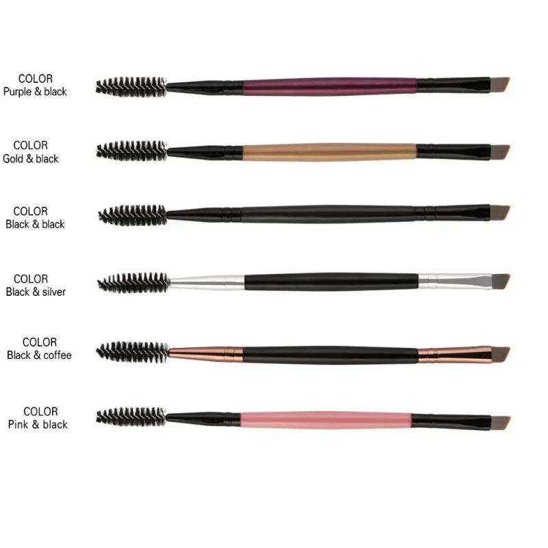 

6 Colors Double Head Synthetic Hair Plastic Handle Pro Eyebrow & Eyelash Brush Cosmetic Makeup Brush Tool d1