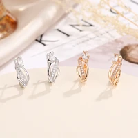 high quality original stud earrings copper cubic zirconia 585 rose gold korean earrings for women fashion jewelry wholesale 2021