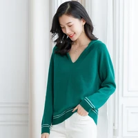 100 cashmere v neck loose hooded sweater