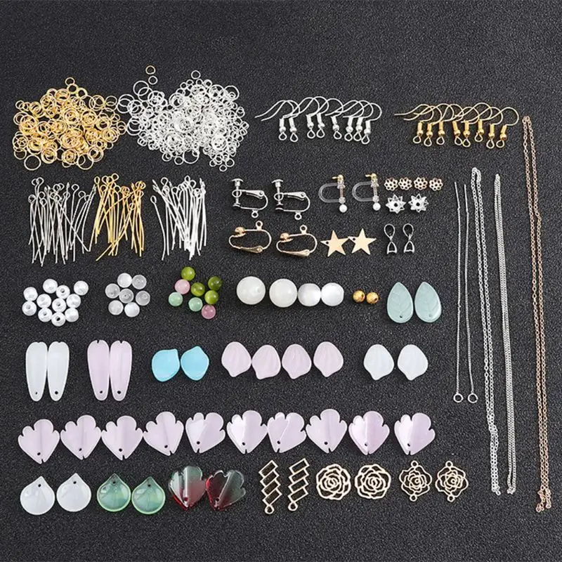

1 Bag Handmade Earrings Materials DIY Jewelry Making Floral Star Beads Decoration Hook Chain Pendant Eat Studs Accessories