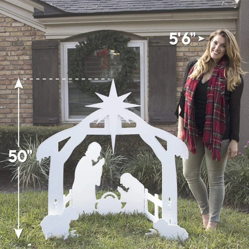 

Christmas Jesus Nativity Scene Sign Plastic Stake Set Three Dimensional Kit for Xmas Party Home Garden Courtyard