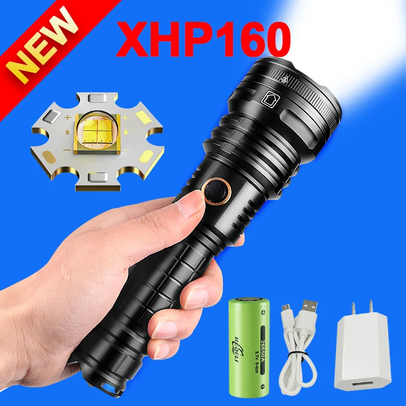 

XHP160 самая мощная светодиодная вспышка светильник 18650 Usb Перезаряжаемые светодиодный фонарь светильник XHP90 супер яркий светодиодный ручной ...