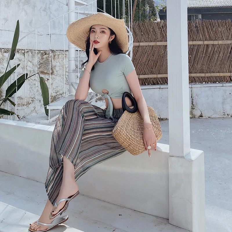 

Купальник, купальники, женские Танкини, купальники для девочек, бикини, женские пляжные брюки с высокой талией и разрезом в стиле ретро