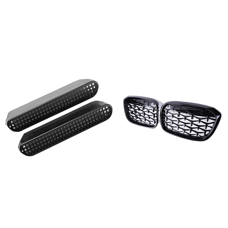

2 Set Car Accessories: 1 Set Air Conditioner Duct Vent Air Outlet Grille Cover & 1 Set Kidney Grille Middle Net Grills