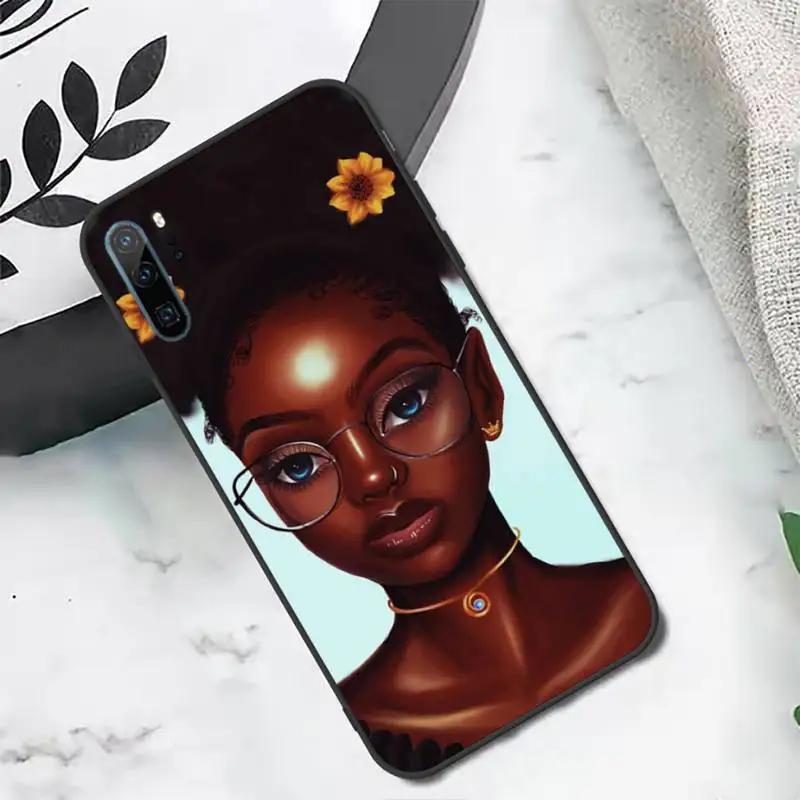 

melanin African black girl Phone Case For Huawei honor Mate P 10 20 30 40 i 9 8 pro x Lite smart 2019 nova 5t