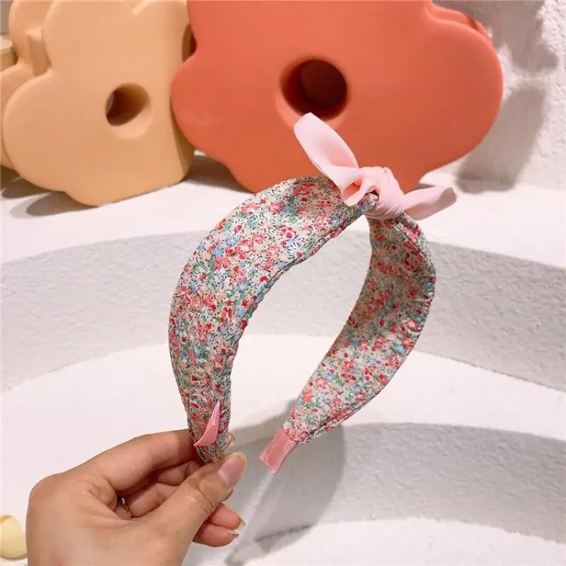 Diademas con estampado Floral para ni&ntilde;a, accesorios para el cabello para ni&ntilde;a, herramientas de estilismo para el cabello, Diadema con lazo, tocado diario para ni&ntilde;a-2