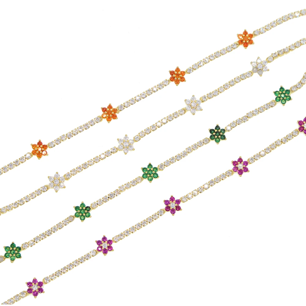 5 мини цветок со льдом цепочка на шею ожерелье для женщин молодых девушек